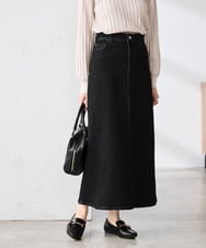 K3HFD02059 a.v.v Elmi(アー・ヴェ・ヴェ) 【低身長サイズ】Aラインデニムスカート ライトグレー