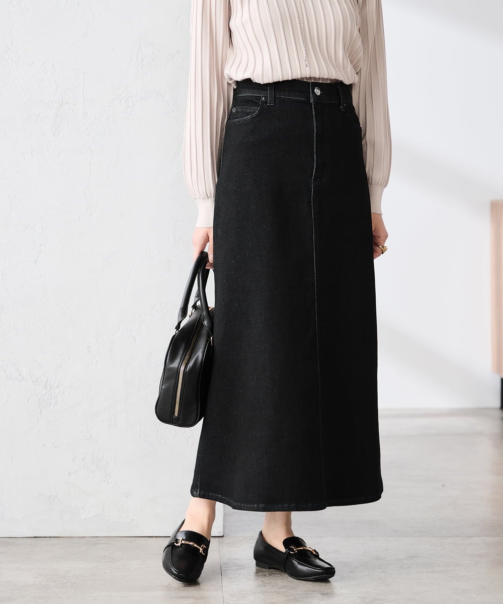 K3HFD02059 a.v.v Elmi(アー・ヴェ・ヴェ) 【低身長サイズ】Aラインデニムスカート ライトグレー