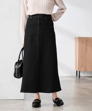 K3HFD02059 a.v.v Elmi(アー・ヴェ・ヴェ) 【低身長サイズ】Aラインデニムスカート ライトグレー