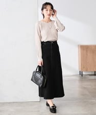 K3HFD02059 a.v.v Elmi(アー・ヴェ・ヴェ) 【低身長サイズ】Aラインデニムスカート ライトグレー