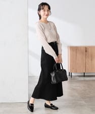 K3HFD02059 a.v.v Elmi(アー・ヴェ・ヴェ) 【低身長サイズ】Aラインデニムスカート ライトグレー