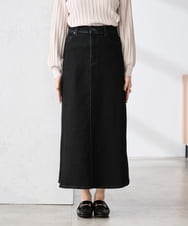 K3HFD02059 a.v.v Elmi(アー・ヴェ・ヴェ) 【低身長サイズ】Aラインデニムスカート ライトグレー