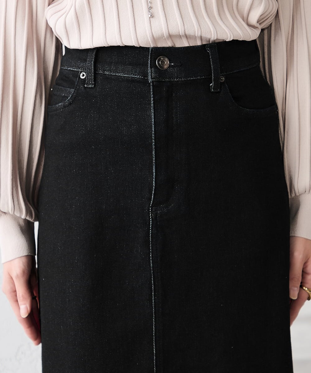 K3HFD02059 a.v.v Elmi(アー・ヴェ・ヴェ) 【低身長サイズ】Aラインデニムスカート ライトグレー