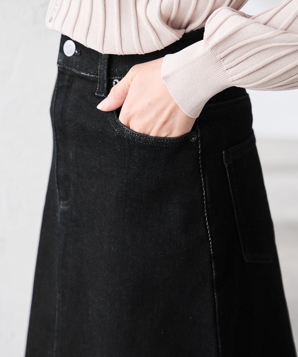 K3HFD02059 a.v.v Elmi(アー・ヴェ・ヴェ) 【低身長サイズ】Aラインデニムスカート ライトグレー