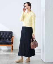 K3HFD02059 a.v.v Elmi(アー・ヴェ・ヴェ) 【低身長サイズ】Aラインデニムスカート ライトグレー