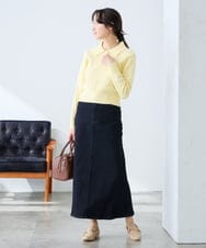 K3HFD02059 a.v.v Elmi(アー・ヴェ・ヴェ) 【低身長サイズ】Aラインデニムスカート ライトグレー