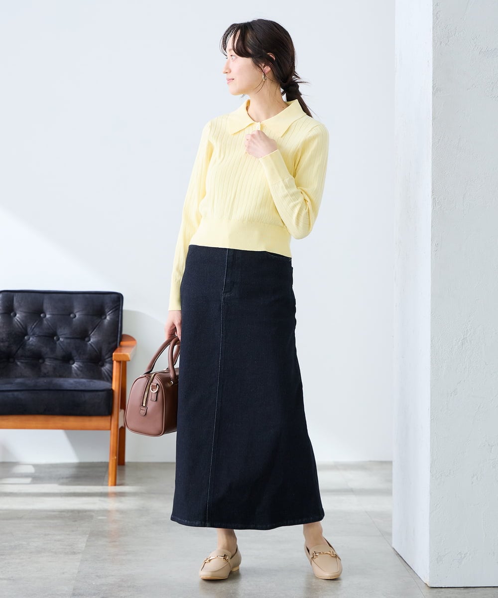 K3HFD02059 a.v.v Elmi(アー・ヴェ・ヴェ) 【低身長サイズ】Aラインデニムスカート ライトグレー