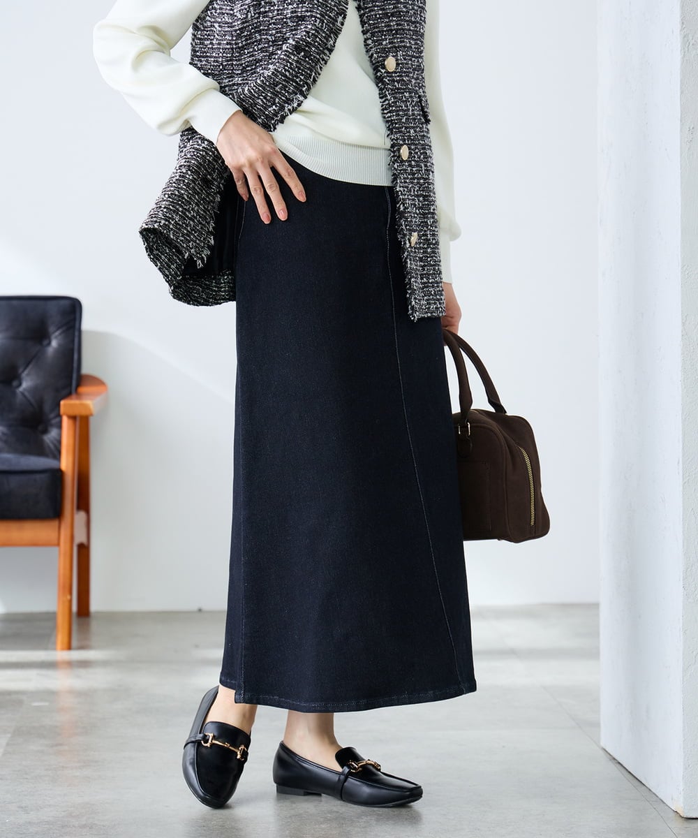 K3HFD02059 a.v.v Elmi(アー・ヴェ・ヴェ) 【低身長サイズ】Aラインデニムスカート ライトグレー