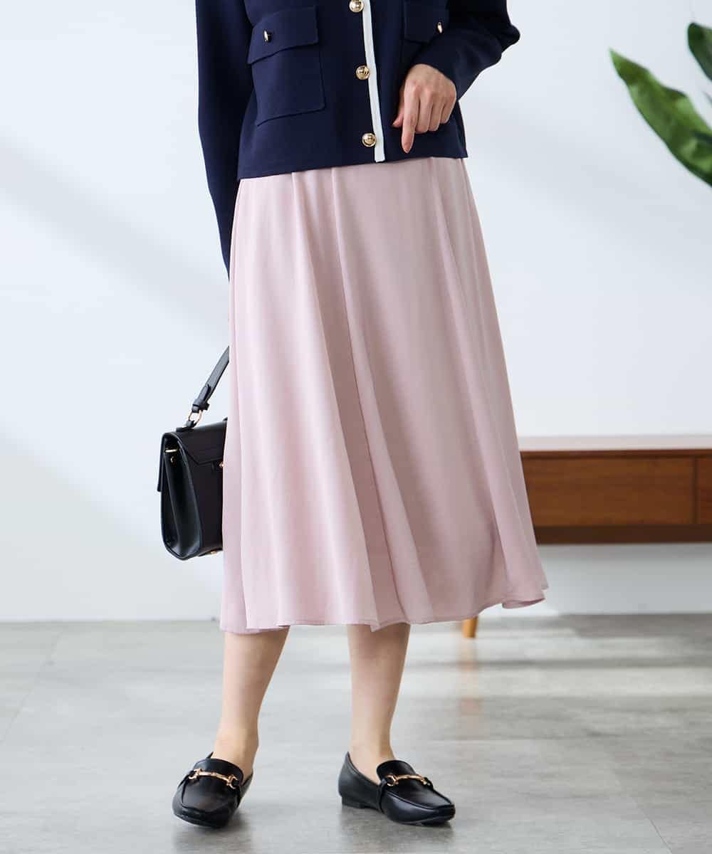 K3HFD14049 a.v.v Elmi(アー・ヴェ・ヴェ) 【低身長サイズ】【洗える/イージーケア】シルキーサテンフレアスカート ピンク