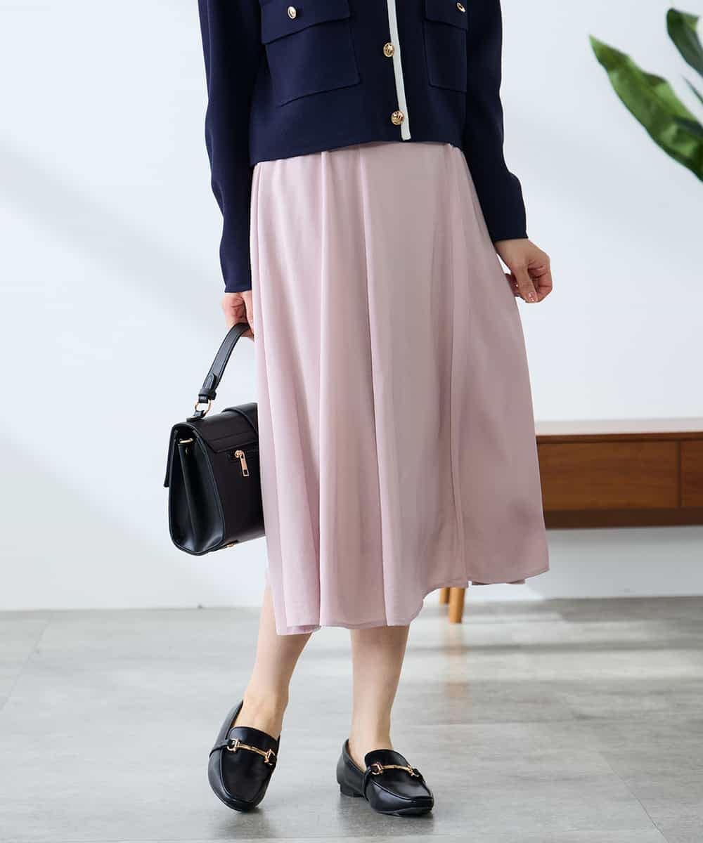 K3HFD14049 a.v.v Elmi(アー・ヴェ・ヴェ) 【低身長サイズ】【洗える/イージーケア】シルキーサテンフレアスカート ピンク