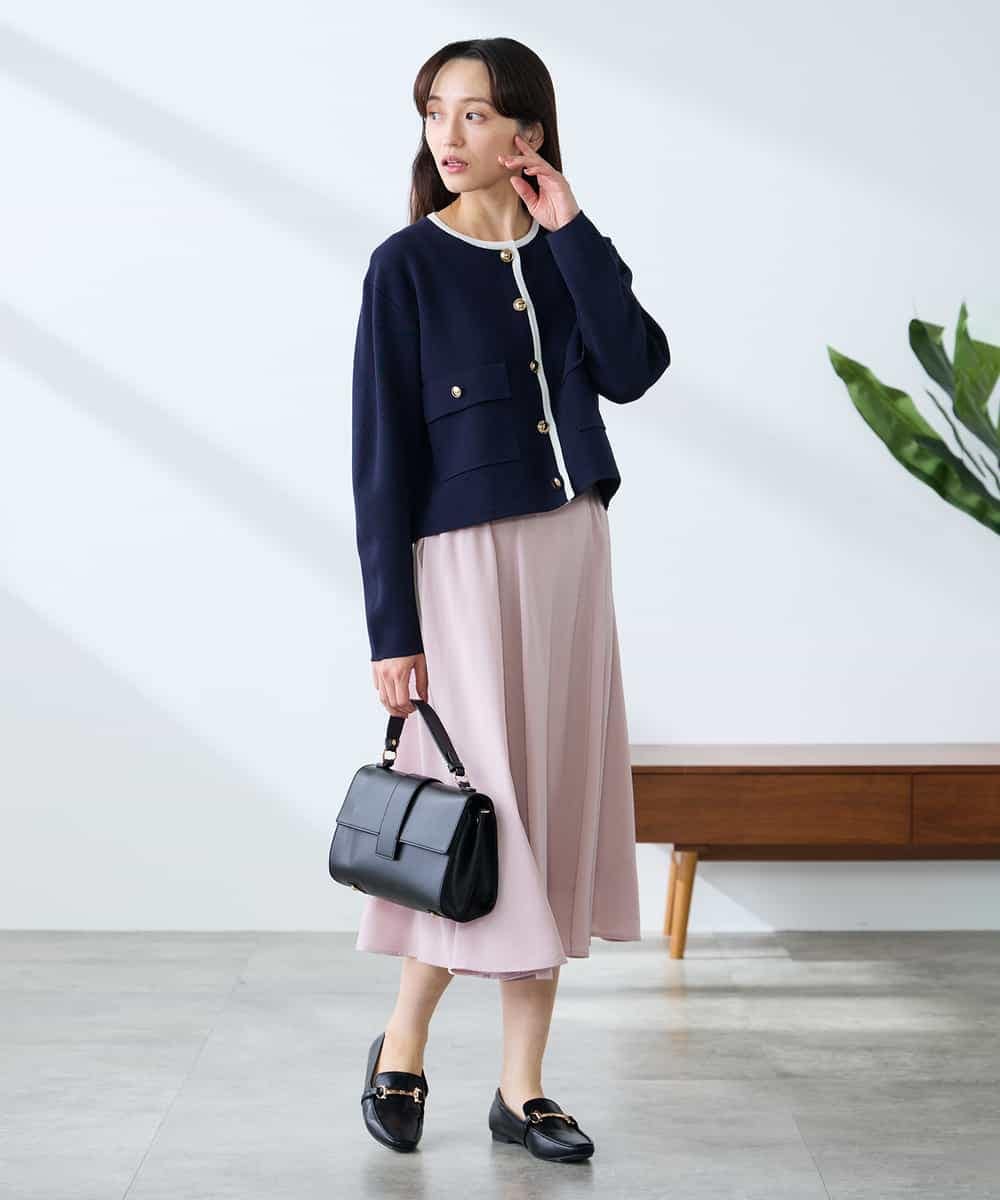 K3HFD14049 a.v.v Elmi(アー・ヴェ・ヴェ) 【低身長サイズ】【洗える/イージーケア】シルキーサテンフレアスカート ピンク