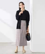 K3HFD15054 a.v.v Elmi(アー・ヴェ・ヴェ) 【低身長サイズ】【洗濯機で洗える】ギンガムチェック柄ナロースカート ブラウン×ライトブルーギンガム