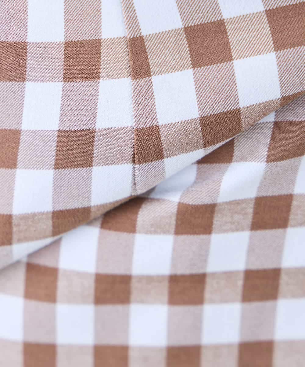 K3HFD15054 a.v.v Elmi(アー・ヴェ・ヴェ) 【低身長サイズ】【洗濯機で洗える】ギンガムチェック柄ナロースカート ブラウン×ライトブルーギンガム