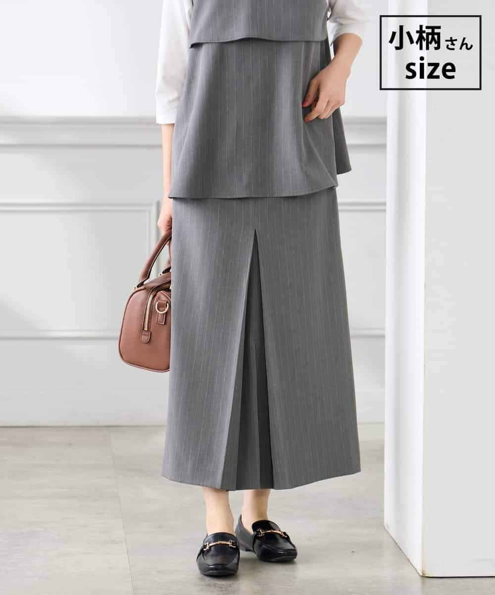 K3HFD22059 a.v.v Elmi(アー・ヴェ・ヴェ) 【低身長サイズ】ストライプナロースカート グレー