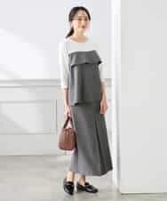 K3HFD22059 a.v.v Elmi(アー・ヴェ・ヴェ) 【低身長サイズ】ストライプナロースカート グレー