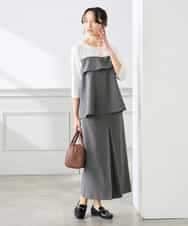 K3HFD22059 a.v.v Elmi(アー・ヴェ・ヴェ) 【低身長サイズ】ストライプナロースカート グレー