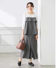 K3HFD22059 a.v.v Elmi(アー・ヴェ・ヴェ) 【低身長サイズ】ストライプナロースカート グレー