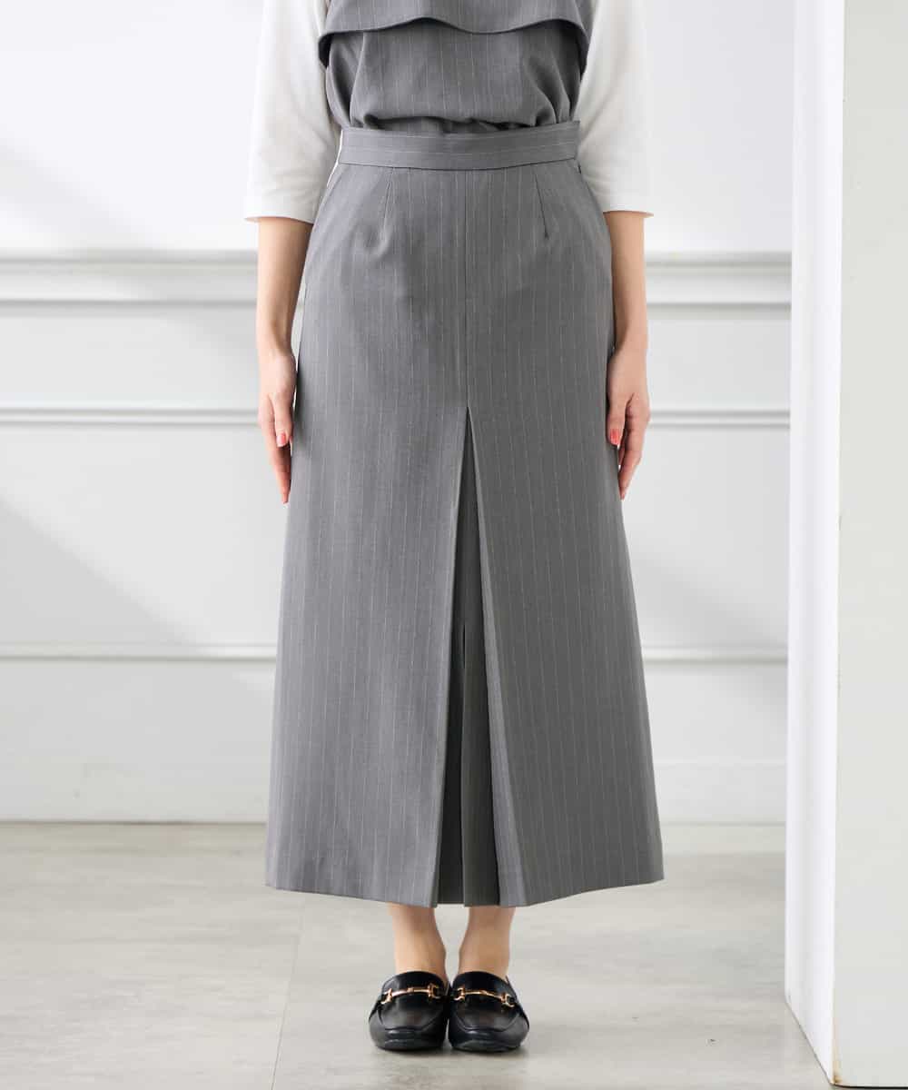 K3HFD22059 a.v.v Elmi(アー・ヴェ・ヴェ) 【低身長サイズ】ストライプナロースカート グレー