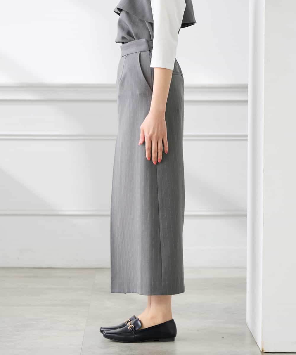 K3HFD22059 a.v.v Elmi(アー・ヴェ・ヴェ) 【低身長サイズ】ストライプナロースカート グレー