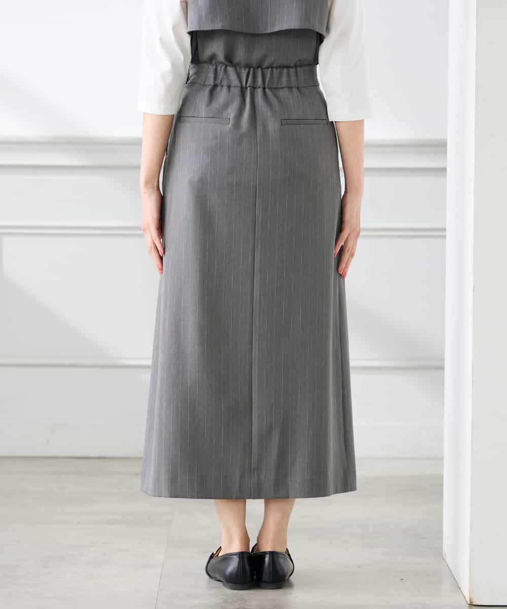 K3HFD22059 a.v.v Elmi(アー・ヴェ・ヴェ) 【低身長サイズ】ストライプナロースカート グレー