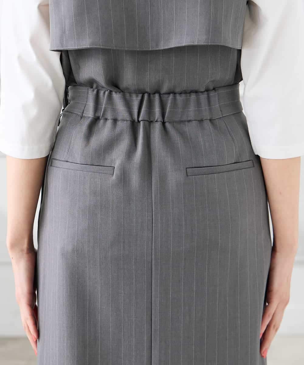 K3HFD22059 a.v.v Elmi(アー・ヴェ・ヴェ) 【低身長サイズ】ストライプナロースカート グレー