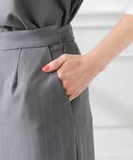 K3HFD22059 a.v.v Elmi(アー・ヴェ・ヴェ) 【低身長サイズ】ストライプナロースカート グレー