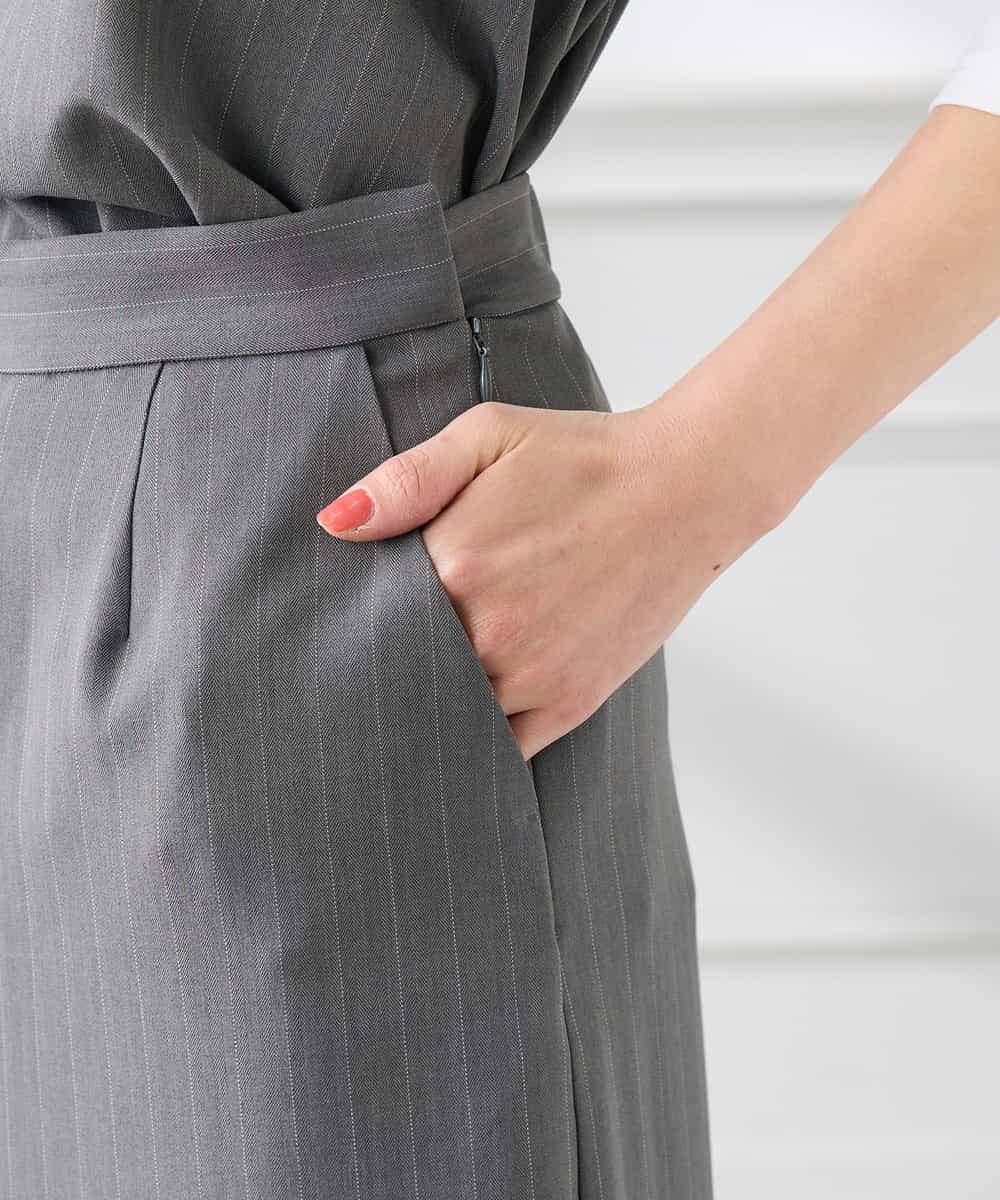 K3HFD22059 a.v.v Elmi(アー・ヴェ・ヴェ) 【低身長サイズ】ストライプナロースカート グレー