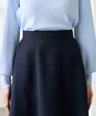 K3HGD04059 a.v.v Elmi(アー・ヴェ・ヴェ) 【低身長サイズ/接触冷感/UVカット】リネンライクフレアスカート【セットアップ対応/アンチピリング】 ネイビー