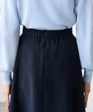 K3HGD04059 a.v.v Elmi(アー・ヴェ・ヴェ) 【低身長サイズ/接触冷感/UVカット】リネンライクフレアスカート【セットアップ対応/アンチピリング】 ネイビー