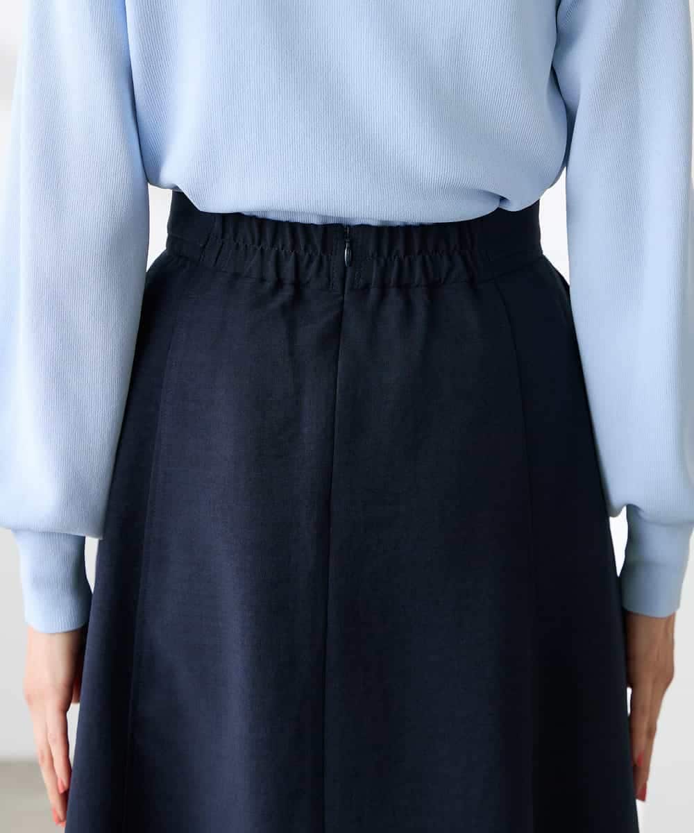 K3HGD04059 a.v.v Elmi(アー・ヴェ・ヴェ) 【低身長サイズ/接触冷感/UVカット】リネンライクフレアスカート【セットアップ対応/アンチピリング】 ネイビー
