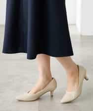 K3HGD04059 a.v.v Elmi(アー・ヴェ・ヴェ) 【低身長サイズ/接触冷感/UVカット】リネンライクフレアスカート【セットアップ対応/アンチピリング】 ネイビー