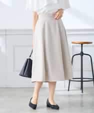 K3HGD04059 a.v.v Elmi(アー・ヴェ・ヴェ) 【低身長サイズ/接触冷感/UVカット】リネンライクフレアスカート【セットアップ対応/アンチピリング】 ネイビー