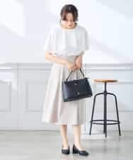 K3HGD04059 a.v.v Elmi(アー・ヴェ・ヴェ) 【低身長サイズ/接触冷感/UVカット】リネンライクフレアスカート【セットアップ対応/アンチピリング】 ネイビー