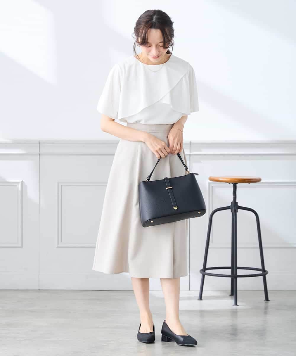 K3HGD04059 a.v.v Elmi(アー・ヴェ・ヴェ) 【低身長サイズ/接触冷感/UVカット】リネンライクフレアスカート【セットアップ対応/アンチピリング】 ネイビー