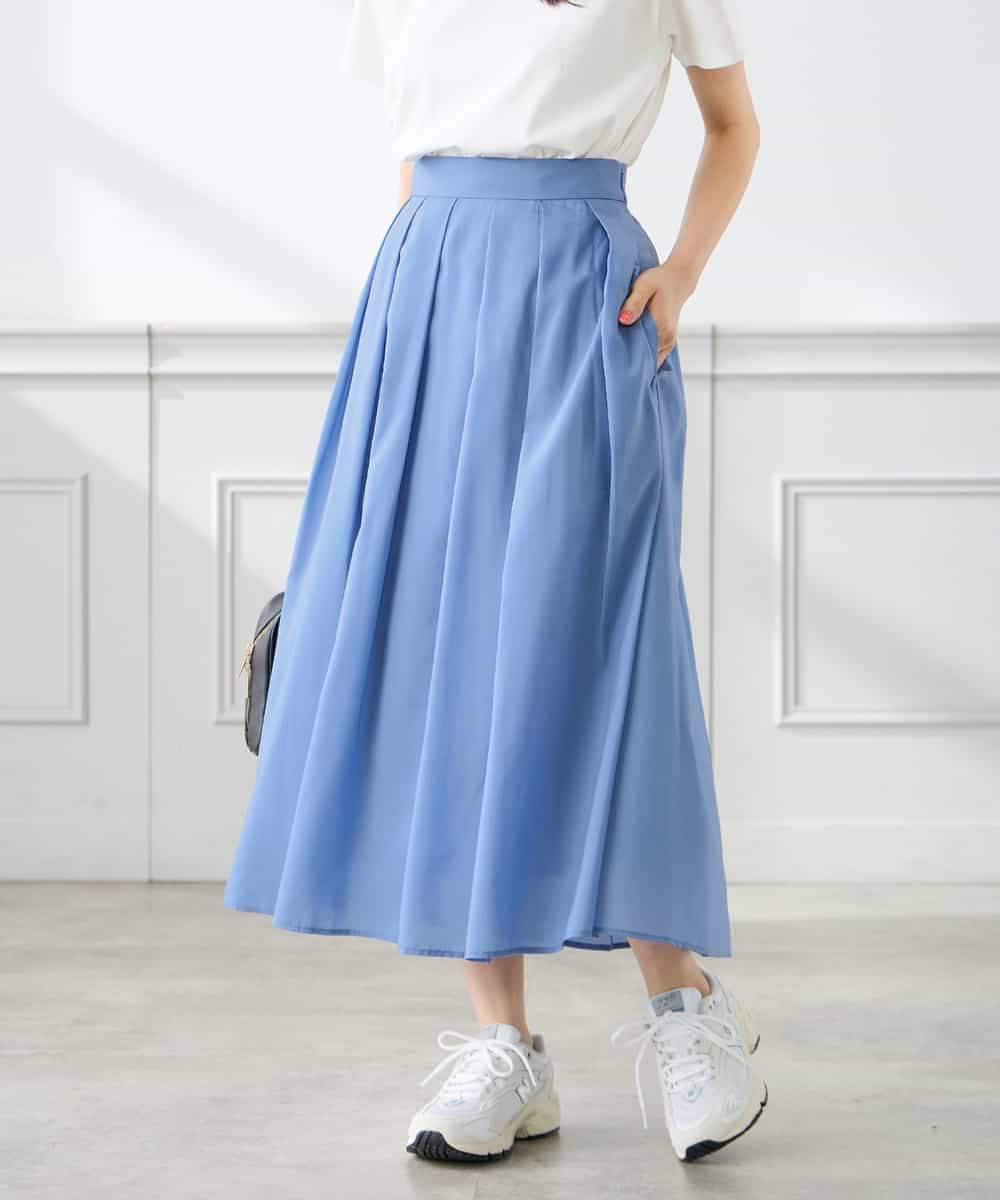 K3HGD06059 a.v.v Elmi(アー・ヴェ・ヴェ) 【低身長サイズ】シアーフレアスカート ブルー