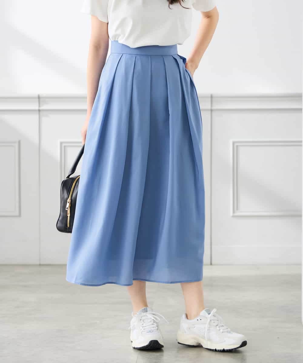 K3HGD06059 a.v.v Elmi(アー・ヴェ・ヴェ) 【低身長サイズ】シアーフレアスカート ブルー