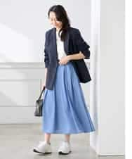 K3HGD06059 a.v.v Elmi(アー・ヴェ・ヴェ) 【低身長サイズ】シアーフレアスカート ブルー