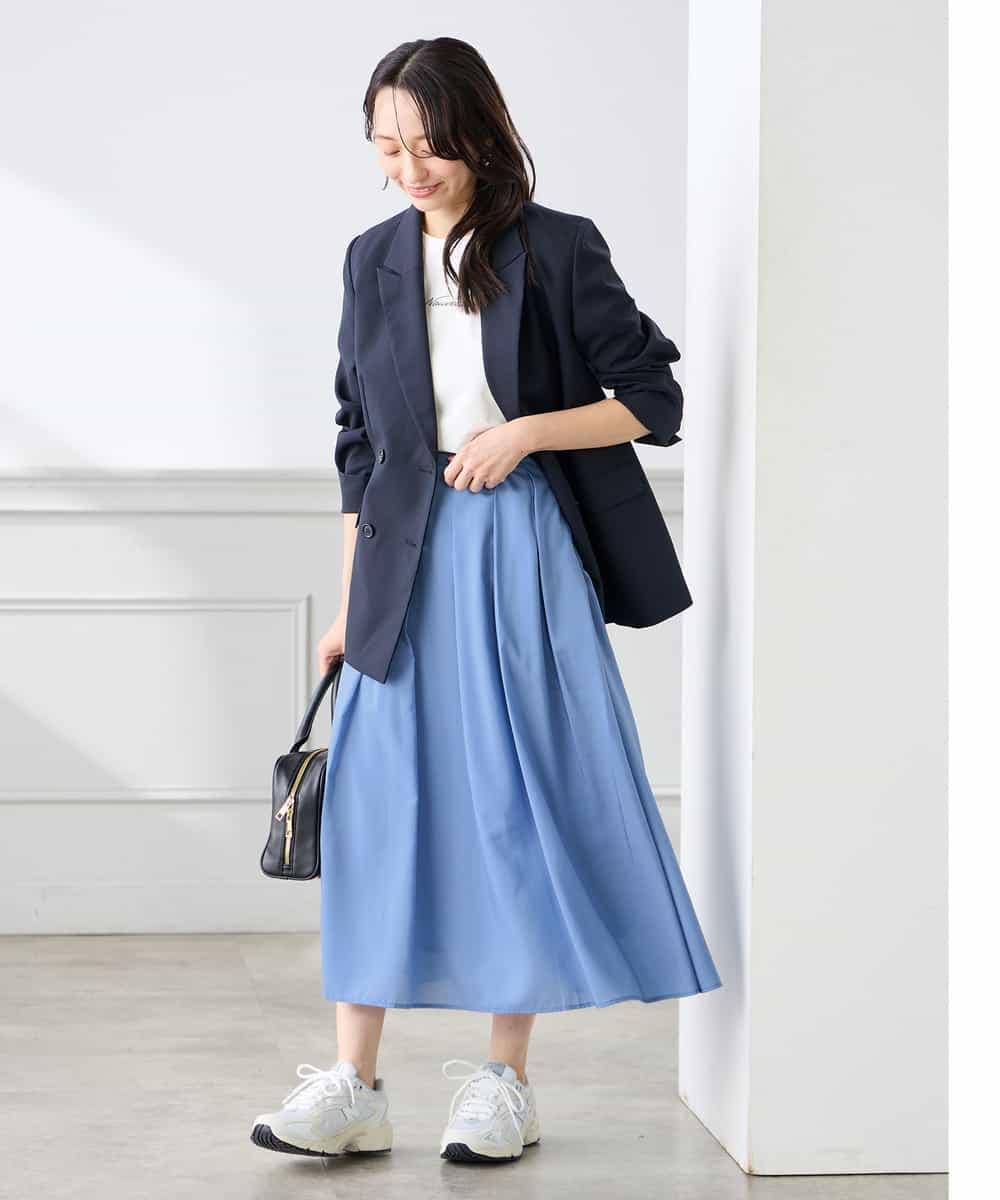 K3HGD06059 a.v.v Elmi(アー・ヴェ・ヴェ) 【低身長サイズ】シアーフレアスカート ブルー