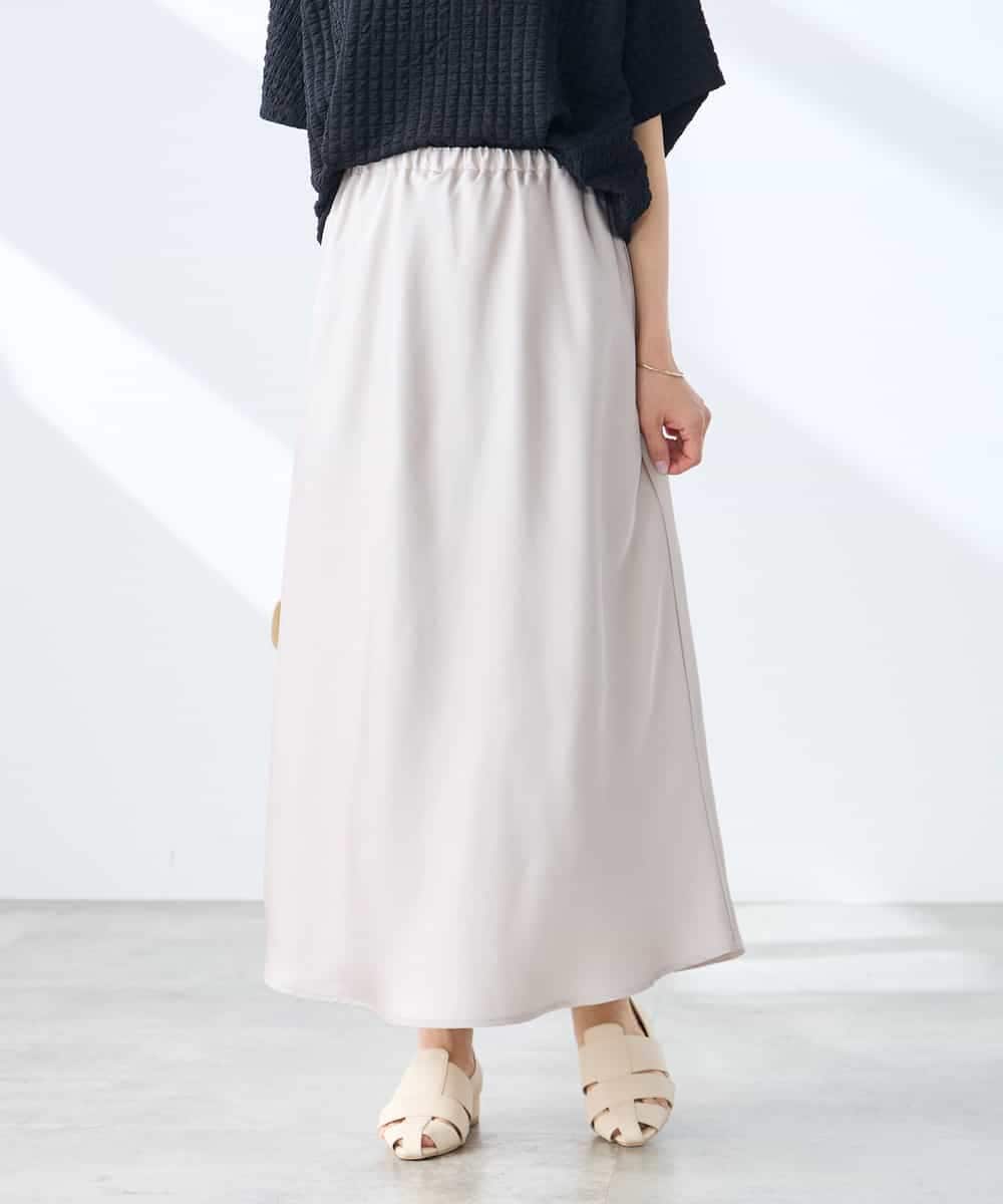 K3HGD24054 a.v.v Elmi(アー・ヴェ・ヴェ) 【低身長サイズ/マシンウォッシャブル】ソフトマーメイドサテンスカート グレージュ