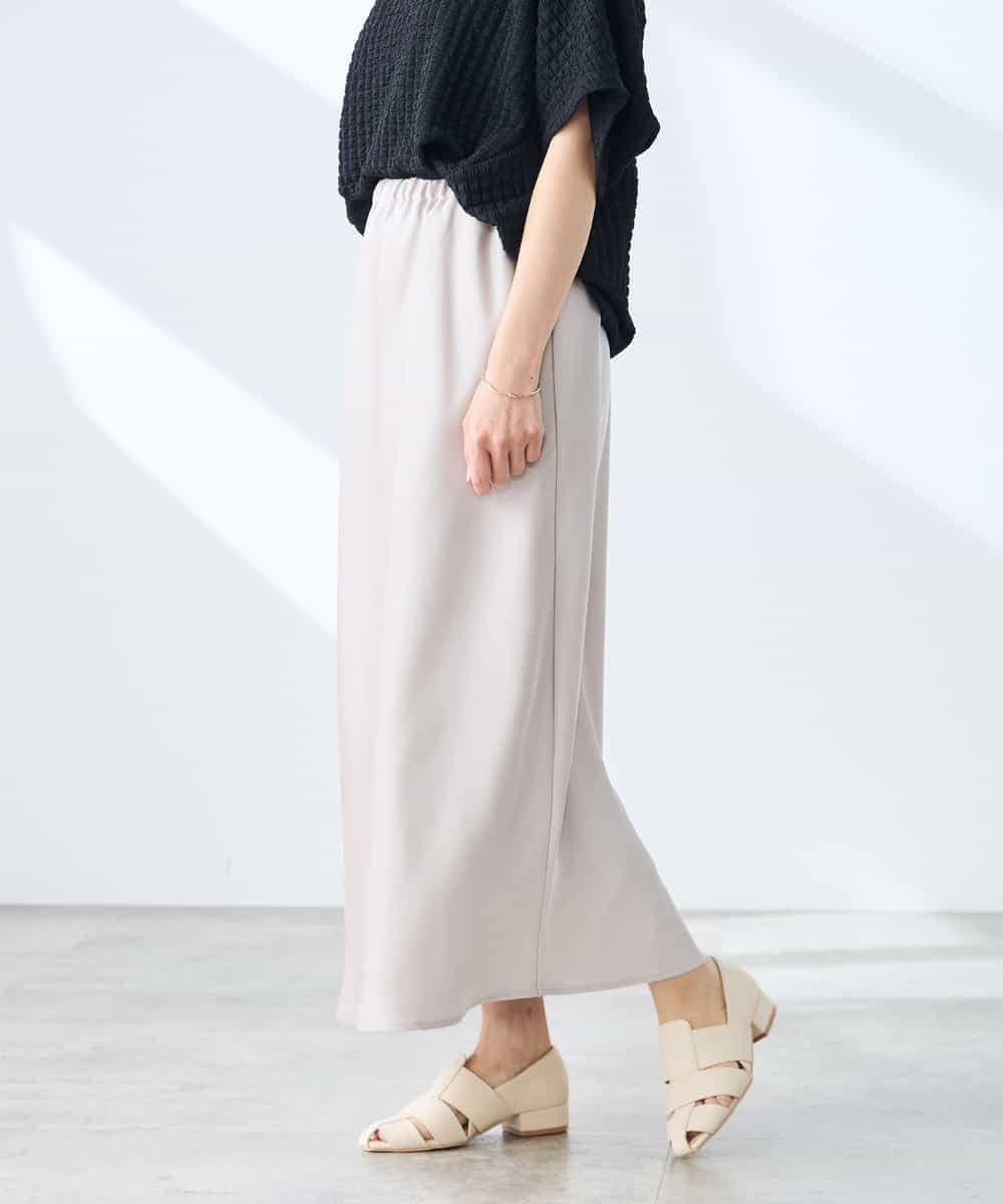 K3HGD24054 a.v.v Elmi(アー・ヴェ・ヴェ) 【低身長サイズ/マシンウォッシャブル】ソフトマーメイドサテンスカート グレージュ