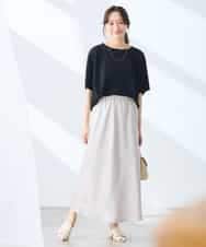 K3HGD24054 a.v.v Elmi(アー・ヴェ・ヴェ) 【低身長サイズ/マシンウォッシャブル】ソフトマーメイドサテンスカート グレージュ