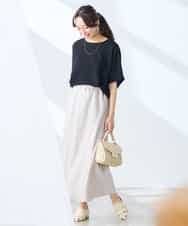 K3HGD24054 a.v.v Elmi(アー・ヴェ・ヴェ) 【低身長サイズ/マシンウォッシャブル】ソフトマーメイドサテンスカート グレージュ