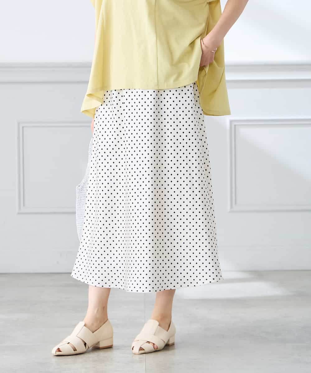 K3HGD24054 a.v.v Elmi(アー・ヴェ・ヴェ) 【低身長サイズ/マシンウォッシャブル】ソフトマーメイドサテンスカート グレージュ