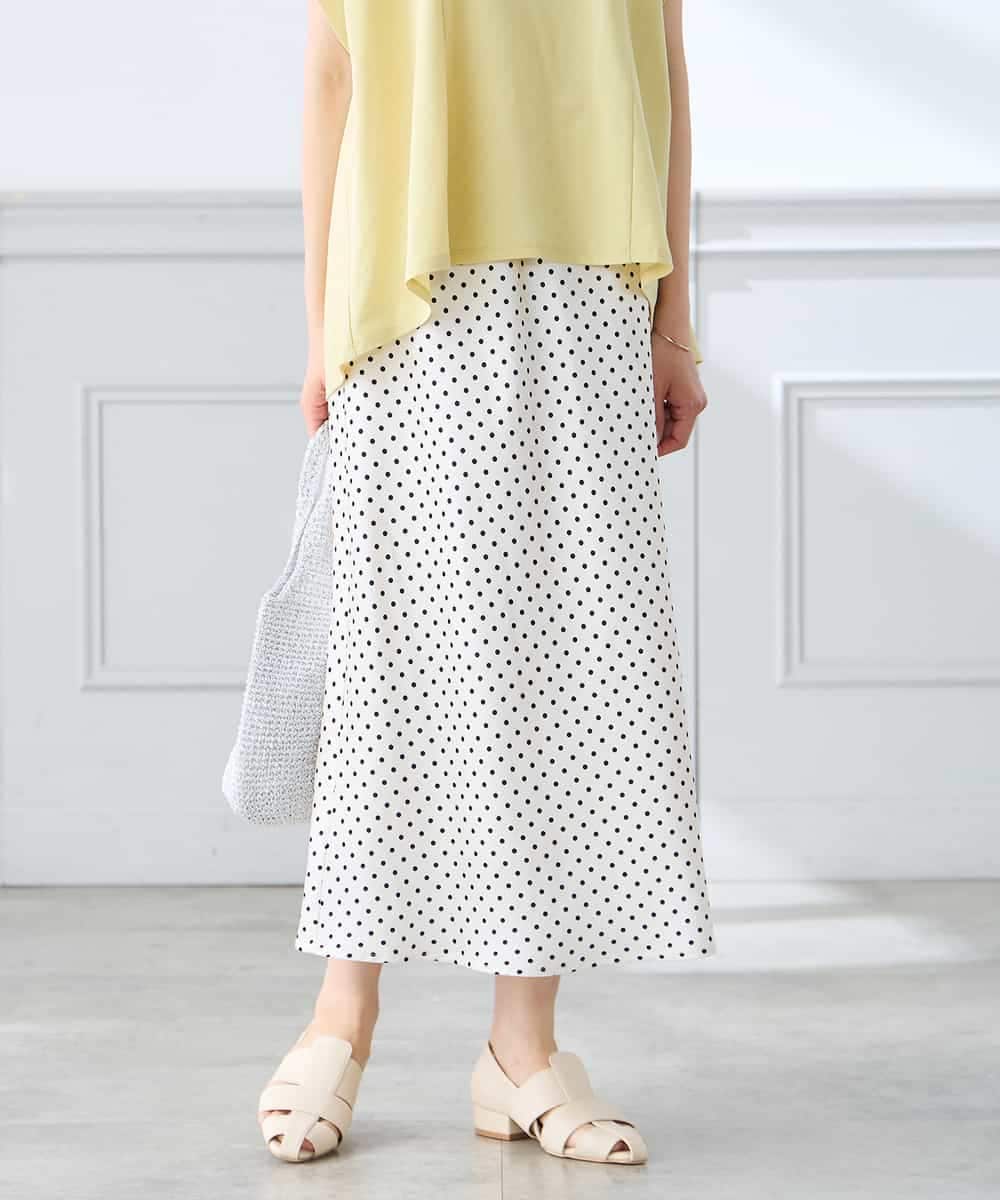 K3HGD24054 a.v.v Elmi(アー・ヴェ・ヴェ) 【低身長サイズ/マシンウォッシャブル】ソフトマーメイドサテンスカート グレージュ