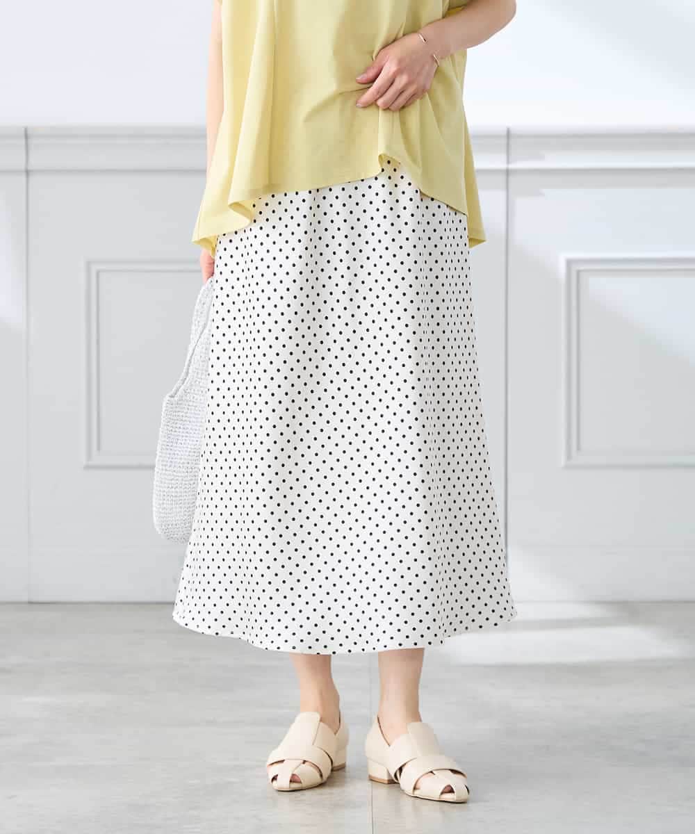 K3HGD24054 a.v.v Elmi(アー・ヴェ・ヴェ) 【低身長サイズ/マシンウォッシャブル】ソフトマーメイドサテンスカート グレージュ