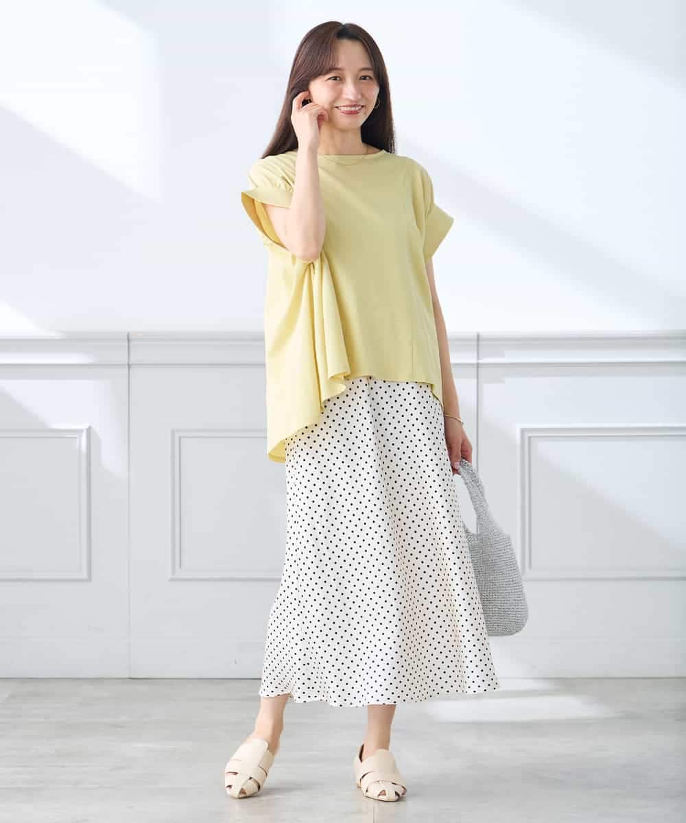 K3HGD24054 a.v.v Elmi(アー・ヴェ・ヴェ) 【低身長サイズ/マシンウォッシャブル】ソフトマーメイドサテンスカート グレージュ