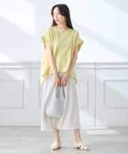 K3HGD24054 a.v.v Elmi(アー・ヴェ・ヴェ) 【低身長サイズ/マシンウォッシャブル】ソフトマーメイドサテンスカート グレージュ