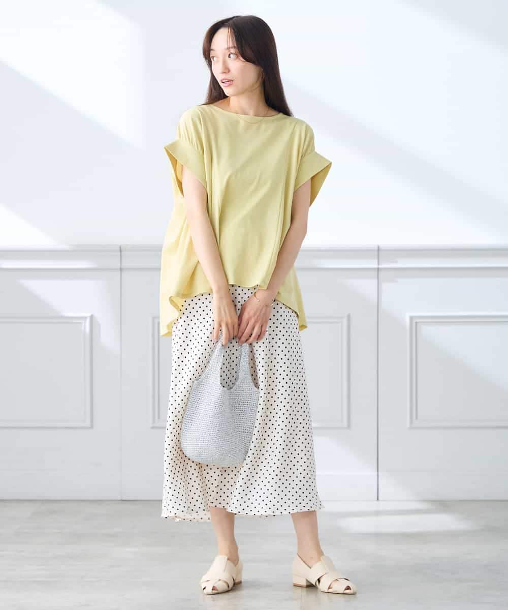 K3HGD24054 a.v.v Elmi(アー・ヴェ・ヴェ) 【低身長サイズ/マシンウォッシャブル】ソフトマーメイドサテンスカート グレージュ