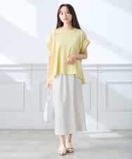 K3HGD24054 a.v.v Elmi(アー・ヴェ・ヴェ) 【低身長サイズ/マシンウォッシャブル】ソフトマーメイドサテンスカート グレージュ