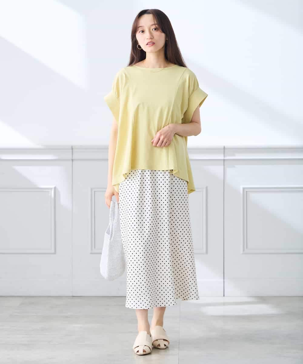 K3HGD24054 a.v.v Elmi(アー・ヴェ・ヴェ) 【低身長サイズ/マシンウォッシャブル】ソフトマーメイドサテンスカート グレージュ